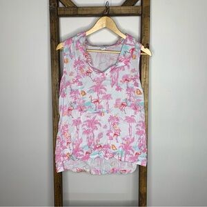 Crown & Ivy Flamingo Print Sleeveless Top